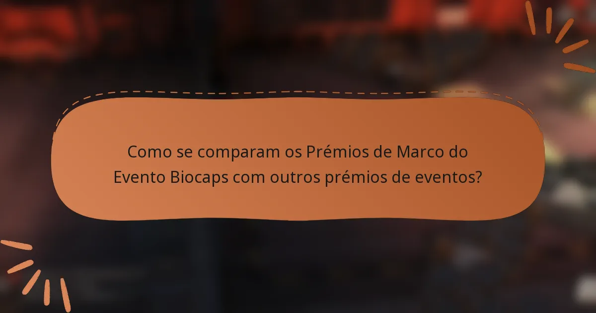 Como se comparam os Prémios de Marco do Evento Biocaps com outros prémios de eventos?